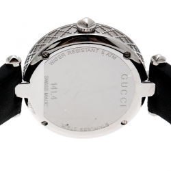 Pre Owned Gucci Black Stainless Steel Diamantissima 141.4 Women's Wristwatch 32 mm