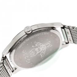 Gucci White Mother of Pearl Stainless Steel G-Timeless 126.4 Women's Wristwatch 36 mm