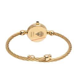 Pre Owned Gucci White Mother Of Pearl Yellow Gold Tone Stainless Steel 2700 Series Rope Bangle Women's Wristwatch 20 mm