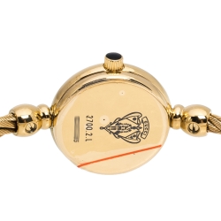Pre Owned Gucci White Mother Of Pearl Yellow Gold Tone Stainless Steel 2700 Series Rope Bangle Women's Wristwatch 20 mm