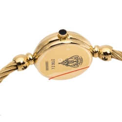 Pre Owned Gucci White Mother Of Pearl Yellow Gold Tone Stainless Steel 2700 Series Rope Bangle Women's Wristwatch 20 mm