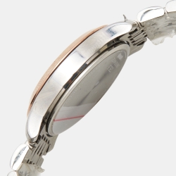 Pre Owned Gucci Mother of Pearl Two-Tone Stainless Steel Diamonds G-Timeless YA126514 Women's Wristwatch 27 mm