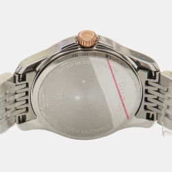 Pre Owned Gucci Mother of Pearl Two-Tone Stainless Steel Diamonds G-Timeless YA126514 Women's Wristwatch 27 mm