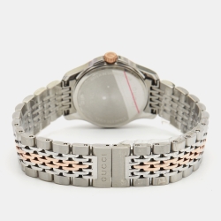 Pre Owned Gucci Mother of Pearl Two-Tone Stainless Steel Diamonds G-Timeless YA126514 Women's Wristwatch 27 mm