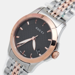 Gucci Black Two Tone Stainless Steel G-Timeless YA126512 Women's Wristwatch 27 mm