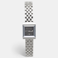 Pre Owned Gucci Grey Stainless Steel G-Frame YA128403 Women's Wristwatch 19 mm