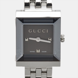 Pre Owned Gucci Grey Stainless Steel G-Frame YA128403 Women's Wristwatch 19 mm
