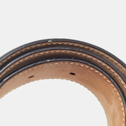 مملوكة مسبقًا Gucci Black Leather 1973 Interlocking G Buckle Belt 90CM