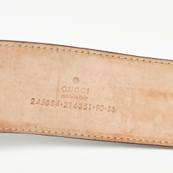 مملوكة مسبقًا Gucci Black Leather 1973 Interlocking G Buckle Belt 90CM