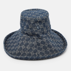 Gucci Blue GG Jacquard Denim Wide Brim Hat M