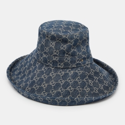 Gucci Blue GG Jacquard Denim Wide Brim Hat M