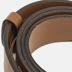 Pre Owned Gucci Brown Leather Spike Interlocking G Buckle Belt 90CM
