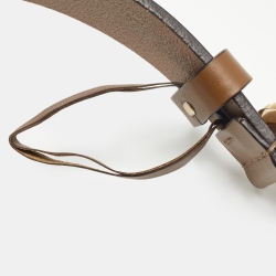 Pre Owned Gucci Brown Leather Spike Interlocking G Buckle Belt 90CM
