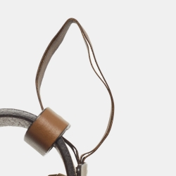Pre Owned Gucci Brown Leather Spike Interlocking G Buckle Belt 90CM