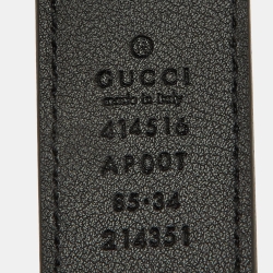 Pre Owned Gucci Black Leather GG Marmont Buckle Belt 85CM