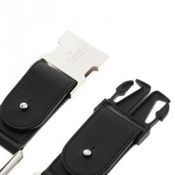 مملوكة مسبقًا Gucci Black Elastic and Leather Buckle Belt 85CM