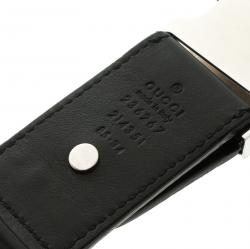 مملوكة مسبقًا Gucci Black Elastic and Leather Buckle Belt 85CM