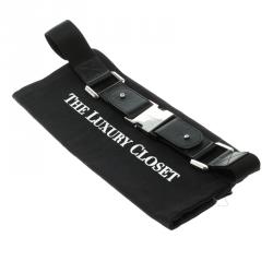 مملوكة مسبقًا Gucci Black Elastic and Leather Buckle Belt 85CM