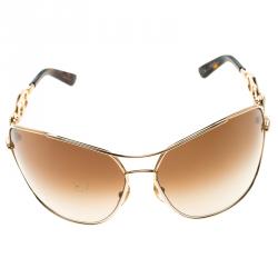 Pre Owned Gucci Gold Tone 2775/S Over-sized Sunglasses