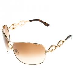 Pre Owned Gucci Gold Tone 2775/S Over-sized Sunglasses