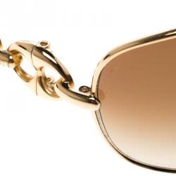 Pre Owned Gucci Gold Tone 2775/S Over-sized Sunglasses
