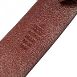 مملوكة مسبقًا Gucci Brown Leather Studded Double G Buckle Belt 85 CM