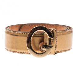 مملوكة مسبقًا Gucci Bronze Leather G Buckle Belt 85CM