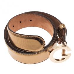 مملوكة مسبقًا Gucci Bronze Leather G Buckle Belt 85CM