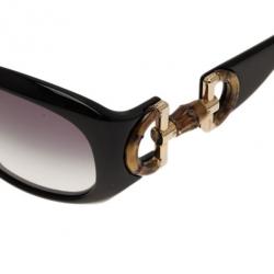 Gucci Black Bamboo Horsebit Oversized Sunglasses