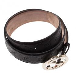 Pre Owned Gucci Guccissima Brown Leather Interlocking G Buckle Belt 95CM