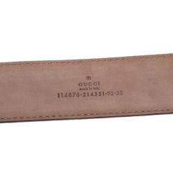 Pre Owned Gucci Guccissima Brown Leather Interlocking G Buckle Belt 95CM