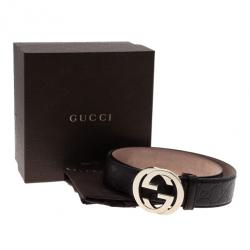 Pre Owned Gucci Guccissima Brown Leather Interlocking G Buckle Belt 95CM