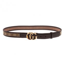 مملوكة مسبقًا Gucci Guccissima Canvas and Leather GG Buckle Belt 90CM