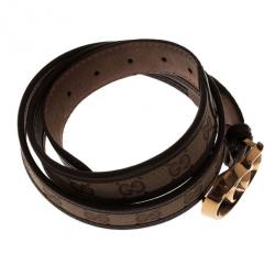 مملوكة مسبقًا Gucci Guccissima Canvas and Leather GG Buckle Belt 90CM