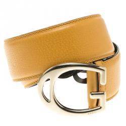 مملوكة مسبقًا Gucci Tan Leather G Buckle Wide Belt Size 65 CM