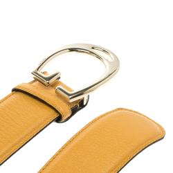 مملوكة مسبقًا Gucci Tan Leather G Buckle Wide Belt Size 65 CM