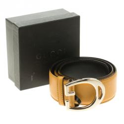 مملوكة مسبقًا Gucci Tan Leather G Buckle Wide Belt Size 65 CM