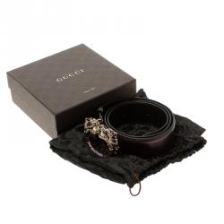 Pre Owned حزام غوتشي دراغون توم فورد جلد بنفسجي ميتالك 95 سم