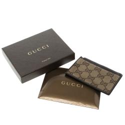 Gucci Beige/Brown GG Canvas and Leather Card Case