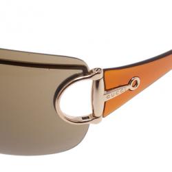 Pre Owned Gucci Brown GG 2711 Horsebit Shield Sunglasses