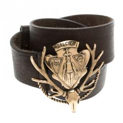 مملوكة مسبقًا حزام غوتشي إبزيم هيستريا دير جلد بني داكن 85 سم