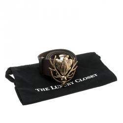 مملوكة مسبقًا حزام غوتشي إبزيم هيستريا دير جلد بني داكن 85 سم