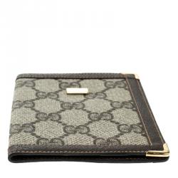 Gucci Beige/Brown Canvas and Pig Skin Leather Card Holder
