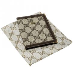 Gucci Beige/Brown Canvas and Pig Skin Leather Card Holder