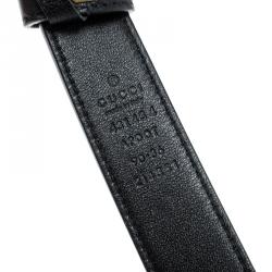 مملوكة مسبقًا Gucci Black Leather Pearl Bow Buckle Belt 90cm