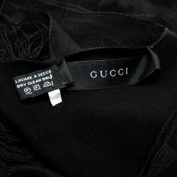 Pre Owned Gucci Black GG Logo Tassled Edge Silk Stole