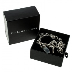 Pre Owned Gucci Silver Charm Link Choker Necklace