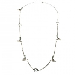 Pre Owned Gucci GG Boot Charm Silver Chain Link Long Necklace
