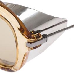 مملوكة مسبقًا Gucci Brown Optyl Aviators With Metal Blinkers Women's Sunglasses