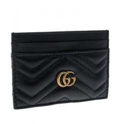 Gucci Black Matelasse Leather Marmont Card Case